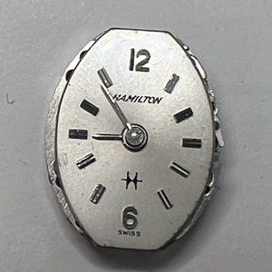 Vintage Hamilton 17 Jewels Watch Movement Silver Dial For parts